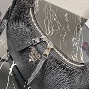 Prada Hobo Leather Bag Black 1BC132 Size 26x21x9.5cm - 3