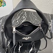 Prada Hobo Leather Bag Black 1BC132 Size 26x21x9.5cm - 2