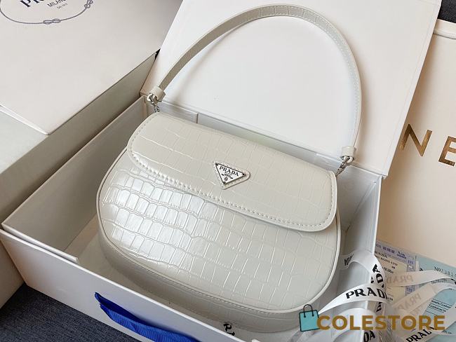 Prada Shoulder Bag Crocodile Pattern White Size 23x17x4cm - 1
