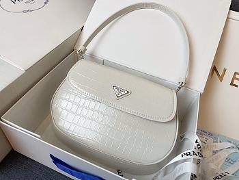 Prada Shoulder Bag Crocodile Pattern White Size 23x17x4cm