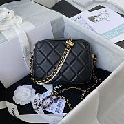 Chanel Mini Camera Case Leather Imitation Pearls Light Black AS2856 18x14x7cm - 6