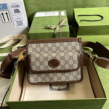Gucci Messenger Bag With Interlocking G Brown 674164 21cm