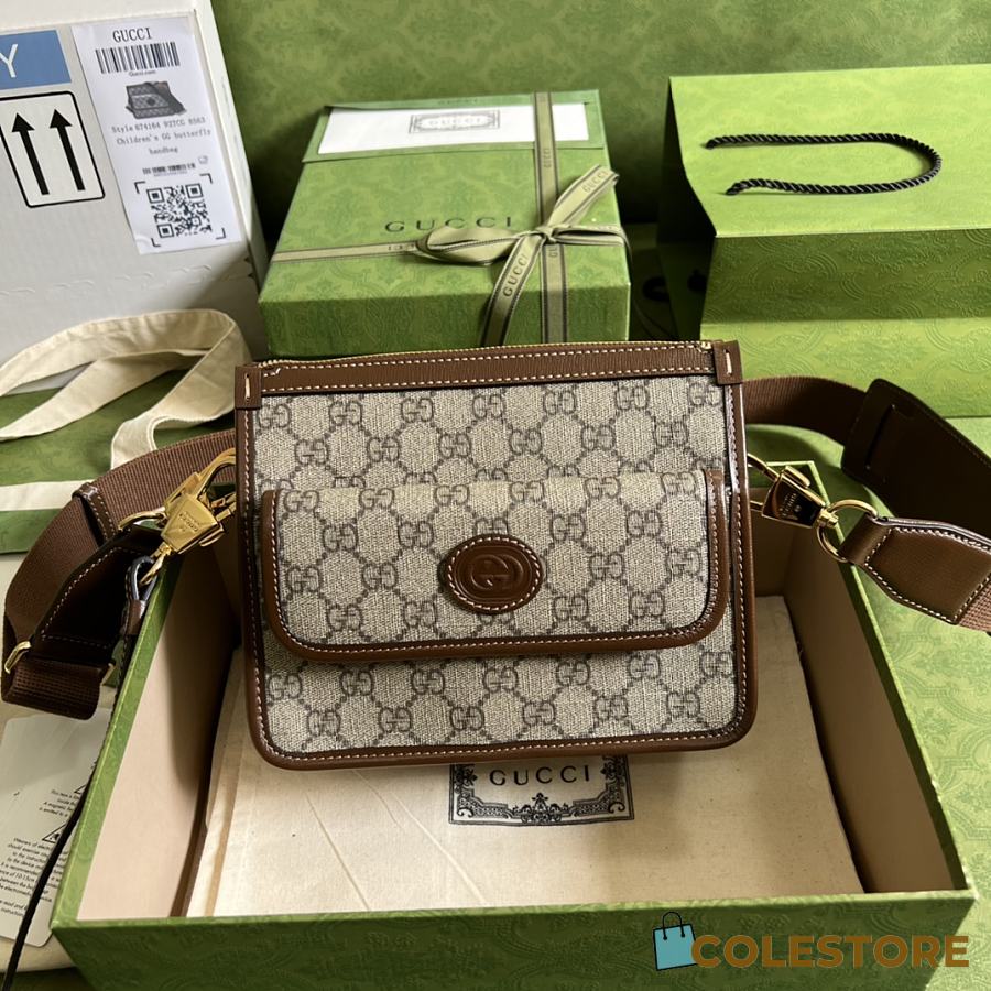 Replica Gucci Messenger bag with Interlocking G 674164 Brown Fake