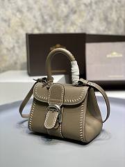 Delvaux Brillant Mini Surpiqué Leather Grey 20x10x16cm - 3