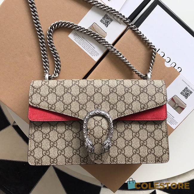 Gucci Dionysus GG Supreme Small Bag In Red 421970 Size 28x17x9cm - 1
