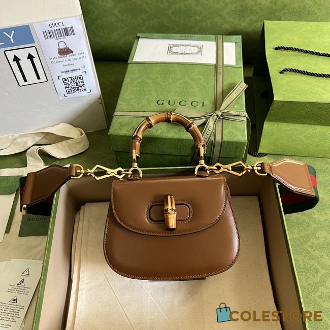 Gucci Bamboo Mini Top Handle Bag Brown 686864 17cm - 1