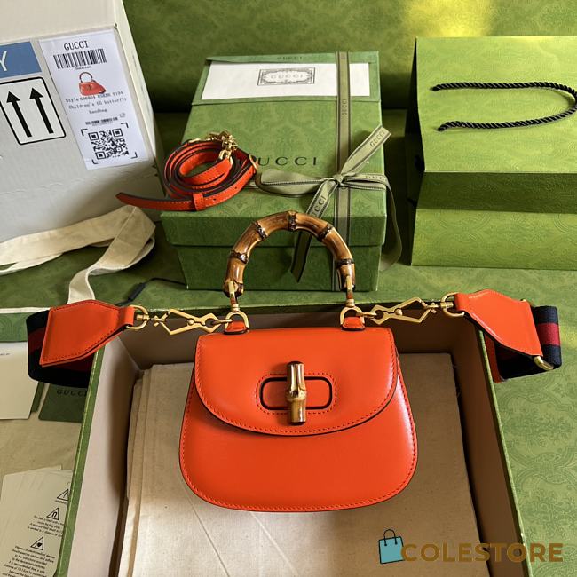 Gucci Bamboo Mini Top Handle Bag 686864 Red 17cm - 1