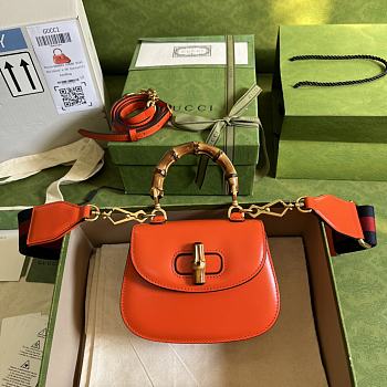 Gucci Bamboo Mini Top Handle Bag 686864 Red 17cm