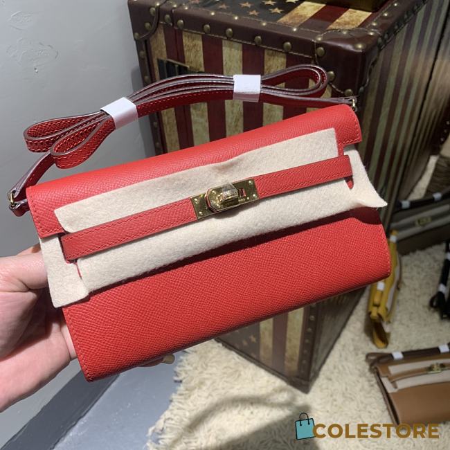 Hermes Kelly Wallet To Go Red RD4006 Size 20x11x2cm - 1