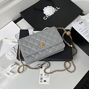 Chanel Wallet On Chain Lambskin Gey Size 19cm - 1