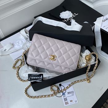 Chanel Wallet On Chain Lambskin Purple Size 19cm