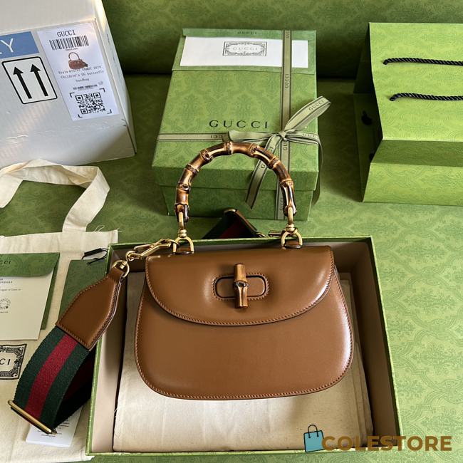 Gucci Bamboo Mini Top Handle Bag Brown ‎675797 21cm - 1