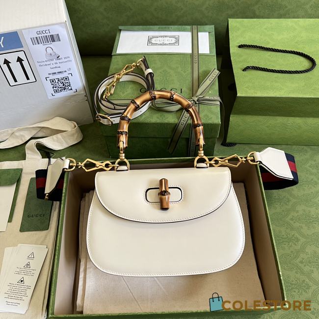 Gucci Bamboo Mini Top Handle Bag White ‎675797 21cm - 1