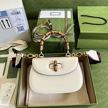 Gucci Bamboo Mini Top Handle Bag White ‎675797 21cm