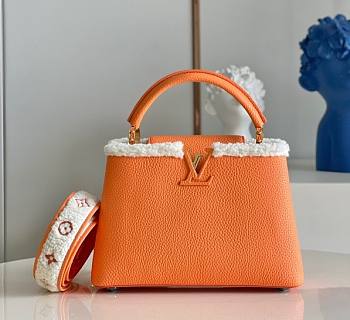 Louis Vuitton Capucines BB With Comfy Shearling Orange M59267 Size 27cm