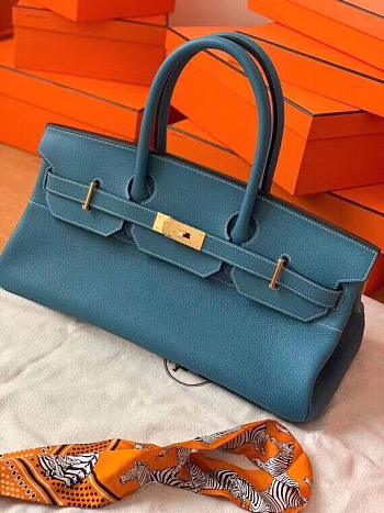 Hermes Birkin Togo Shoulder Bag Blue Size 42cm 