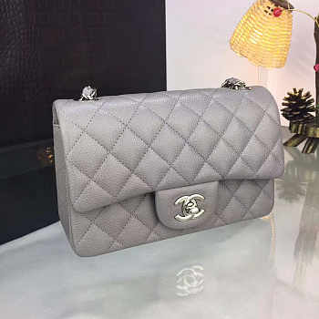 Chanel Classic Flap Bag Grey Caviar Leather Sliver Hardware Size 30cm