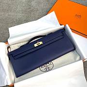 Hermes Kelly Clutch Cut Epsom Leather Navy Blue Size 31cm - 3