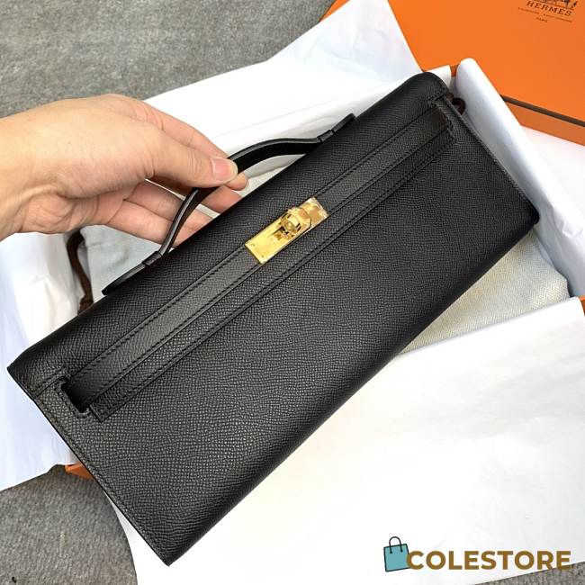 Hermes Kelly Clutch Cut Epsom Leather Black Size 31cm - 1