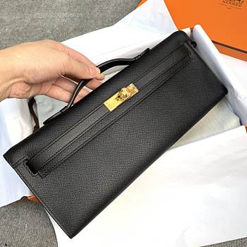 Hermes Kelly Clutch Cut Epsom Leather Black Size 31cm