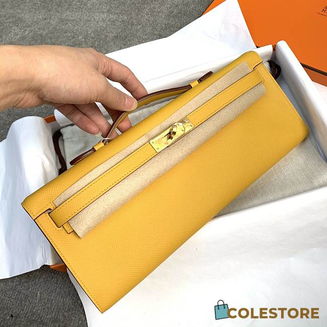Hermes Kelly Clutch Cut Epsom Leather Yellow Size 31cm - 1