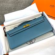 Hermes Kelly Clutch Cut Epsom Leather Blue Size 31cm - 5