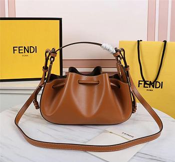 Fendi FF Pomodorino Mini Brown Coated Brown Canvas Shoulder Bag Size 24cm 