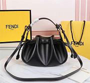 Fendi FF Pomodorino Mini Brown Coated Black Shoulder Bag Size: 24cm  - 1