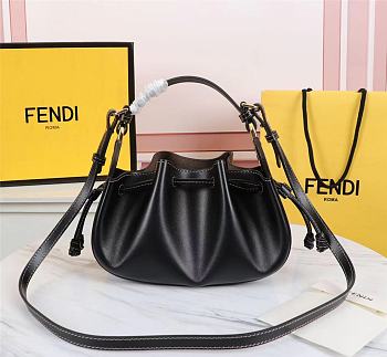 Fendi FF Pomodorino Mini Brown Coated Black Shoulder Bag Size: 24cm 