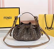 Fendi FF Pomodorino Mini Brown Coated Canvas Shoulder Bag Size: 24cm  - 1