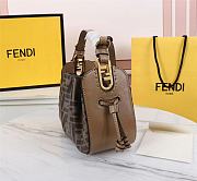 Fendi FF Pomodorino Mini Brown Coated Canvas Shoulder Bag Size: 24cm  - 3