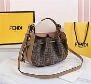 Fendi FF Pomodorino Mini Brown Coated Canvas Shoulder Bag Size: 24cm  - 5