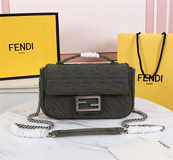 Fendi Baguette Fabric Khaki Shoulder Bag Size: 27cm