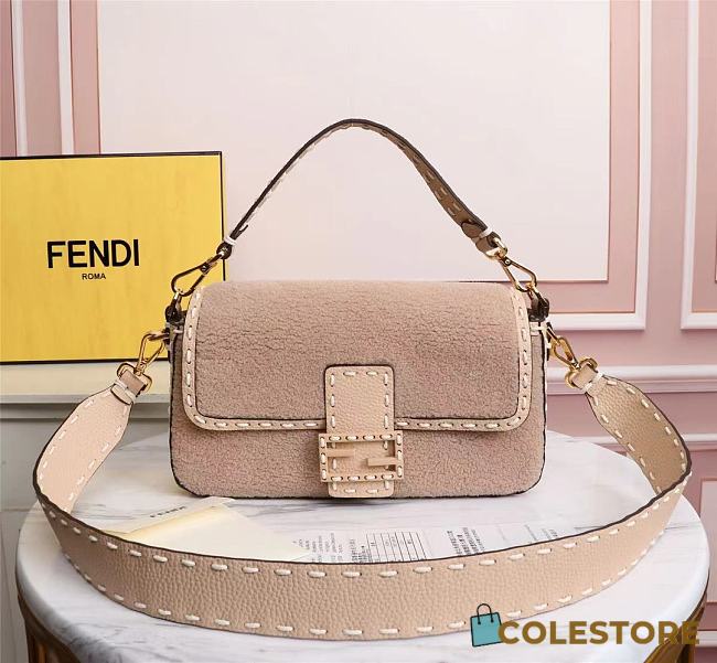 Fendi Baguette Wool Shoulder Bag Size: 27cm - 1