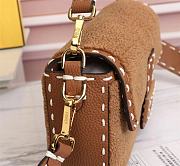 Fendi Baguette Wool Brown Shoulder Bag Size: 27cm - 3
