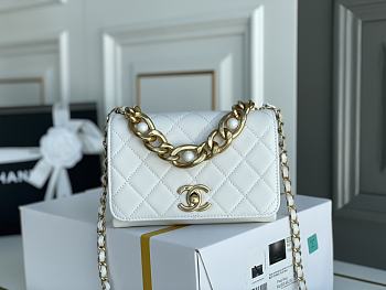 Chanel Square Shoulder Bag White 18cm