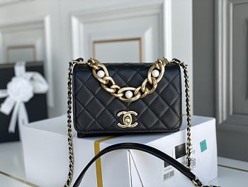 Chanel Square Shoulder Bag Black 18cm