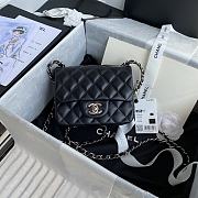 Chanel Mini Flap Bag Lambskin Silver Metal Black A35200 17cm - 1