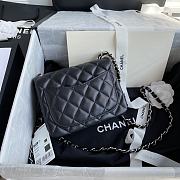Chanel Mini Flap Bag Lambskin Silver Metal Black A35200 17cm - 6
