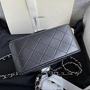 Chanel Mini Flap Bag Lambskin Silver Metal Black A35200 17cm - 5