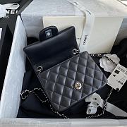 Chanel Mini Flap Bag Lambskin Silver Metal Black A35200 17cm - 4