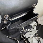 Chanel Mini Flap Bag Lambskin Silver Metal Black A35200 17cm - 2