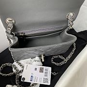Chanel Mini Flap Bag Lambskin Silver Metal Grey A35200 17cm - 6