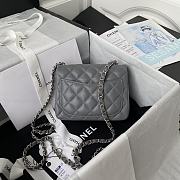 Chanel Mini Flap Bag Lambskin Silver Metal Grey A35200 17cm - 5