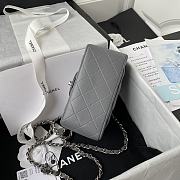 Chanel Mini Flap Bag Lambskin Silver Metal Grey A35200 17cm - 4