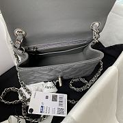 Chanel Mini Flap Bag Lambskin Silver Metal Grey A35200 17cm - 2