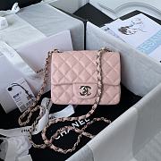 Chanel Mini Flap Bag Calfskin Silver Metal Pink A35200 17cm - 1