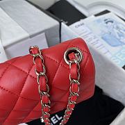 Mini flap bag, Lambskin & silver-tone metal, red — Fashion