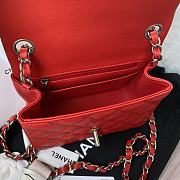 Chanel Mini Flap Bag Lambskin Silver Metal Red A35200 17cm 