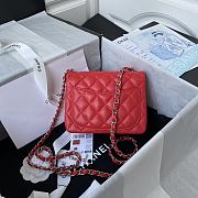 Chanel Mini Flap Bag Lambskin Silver Metal Red A35200 17cm - 2